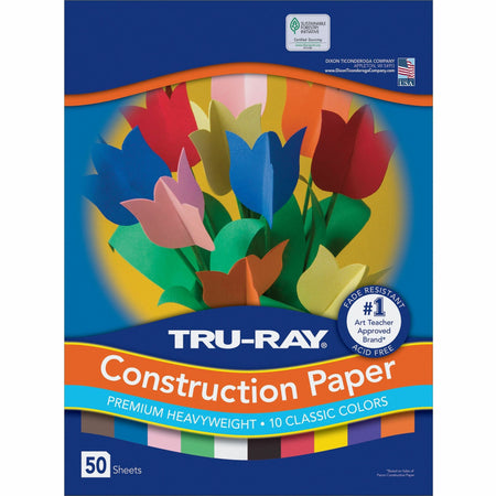 Tru-Ray Construction Paper - 12" Width x 9" Length - Assorted - Sulphite - 50 / Pack