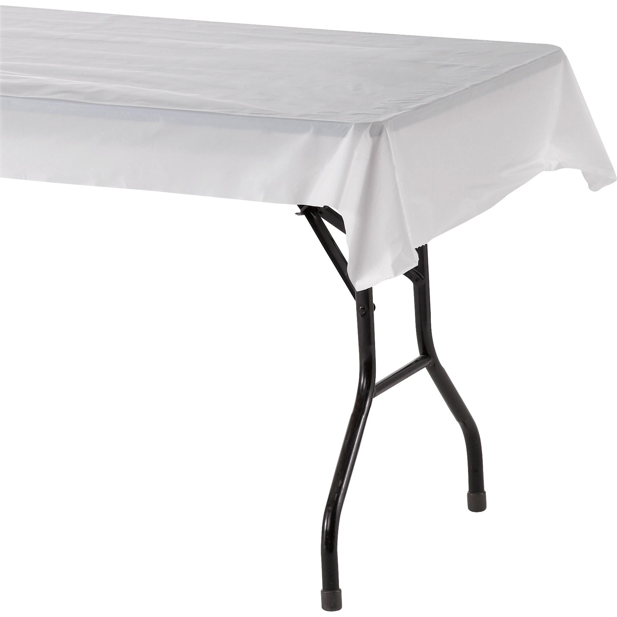 Genuine Joe Banquet-Size Plastic Tablecover - 300 ft Length x 40’’ Width - White - Tablecloths