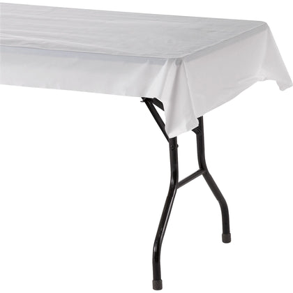 Genuine Joe Banquet-Size Plastic Tablecover - 300 ft Length x 40’’ Width - White - Tablecloths