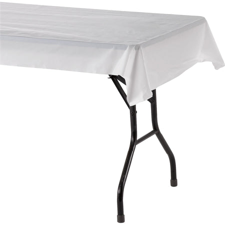 Genuine Joe Banquet-Size Plastic Tablecover - 300 ft Length x 40’’ Width - White - Tablecloths
