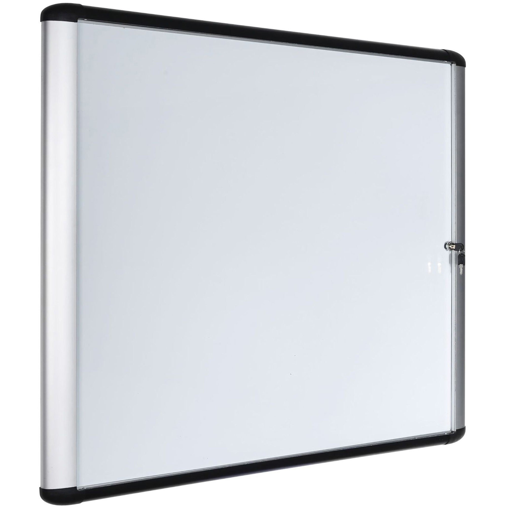 MasterVision Swing Door Enclosed Dry-Erase Board - 39" (3.3 ft) Width x 48" (4 ft) Height - White Porcelain Steel Surface - Aluminum Frame - Rectangle - Magnetic - 1 Each
