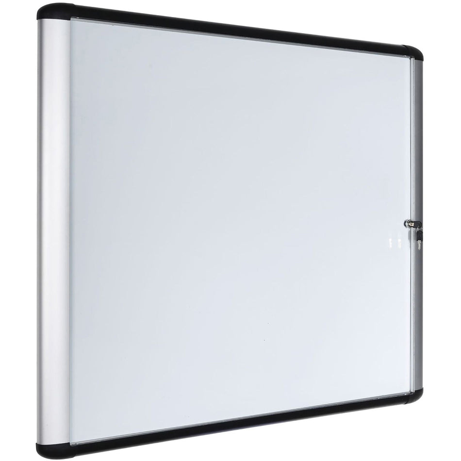 MasterVision Swing Door Enclosed Dry-Erase Board - 39" (3.3 ft) Width x 48" (4 ft) Height - White Porcelain Steel Surface - Aluminum Frame - Rectangle - Magnetic - 1 Each