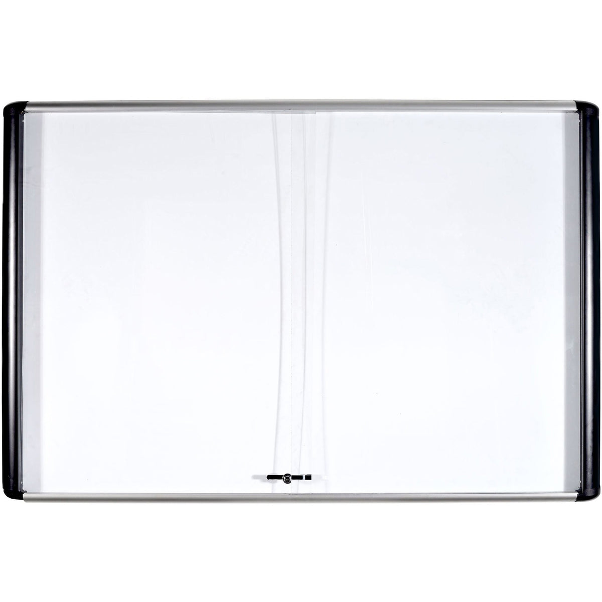 MasterVision Sliding Door Enclosed Board - 72" (6 ft) Width x 48" (4 ft) Height - Porcelain Steel Surface - Aluminum Frame - Rectangle - Magnetic - Scratch Resistant - Assembly Required - 1 Each