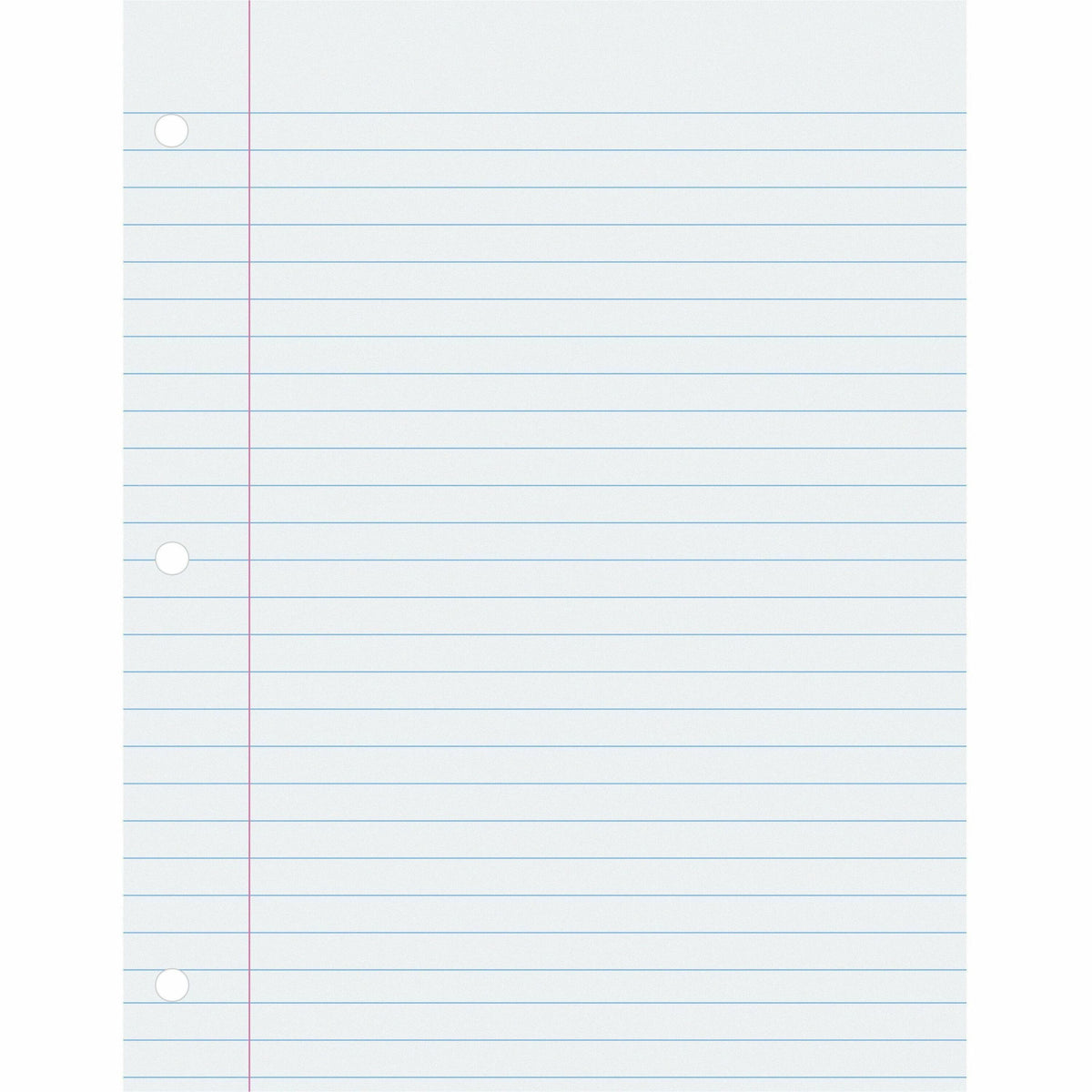 Pacon Ruled Composition Paper - Letter - 500 Sheets - Wide Ruled Front Ruling - 0.37" Ruled - Red Margin - Letter - 8 1/2" x 11" Sheet Size - White Paper - Hole-punched - 500 / Ream