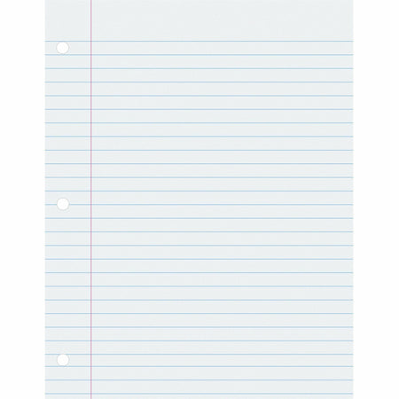 Pacon Ruled Composition Paper - Letter - 500 Sheets - Wide Ruled Front Ruling - 0.37" Ruled - Red Margin - Letter - 8 1/2" x 11" Sheet Size - White Paper - Hole-punched - 500 / Ream