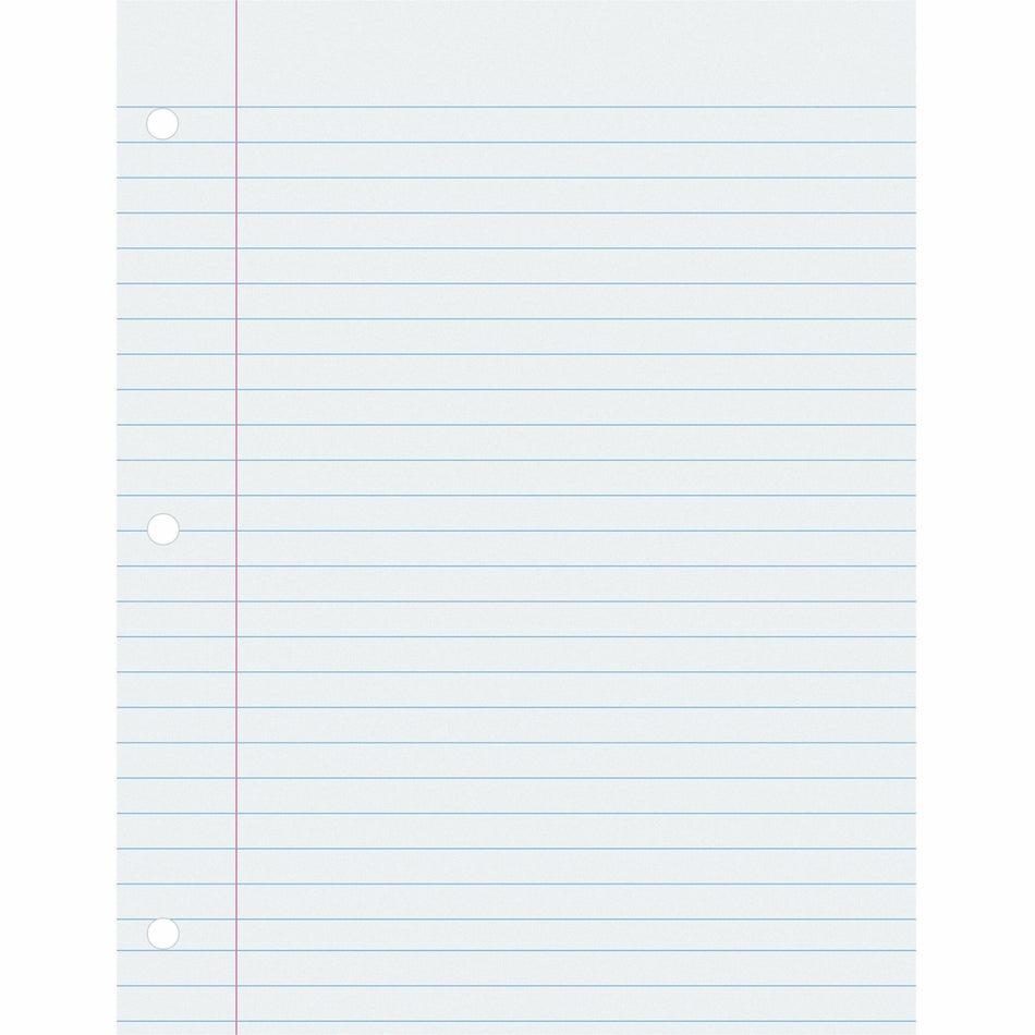 Pacon Ruled Composition Paper - Letter - 500 Sheets - Wide Ruled Front Ruling - 0.37" Ruled - Red Margin - Letter - 8 1/2" x 11" Sheet Size - White Paper - Hole-punched - 500 / Ream