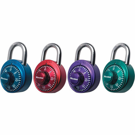 Master Lock Assorted Numeric Combination Locks - 3 Digit - 0.28" Shackle Diameter - Cut Resistant - Stainless Steel - Assorted - 1 Each