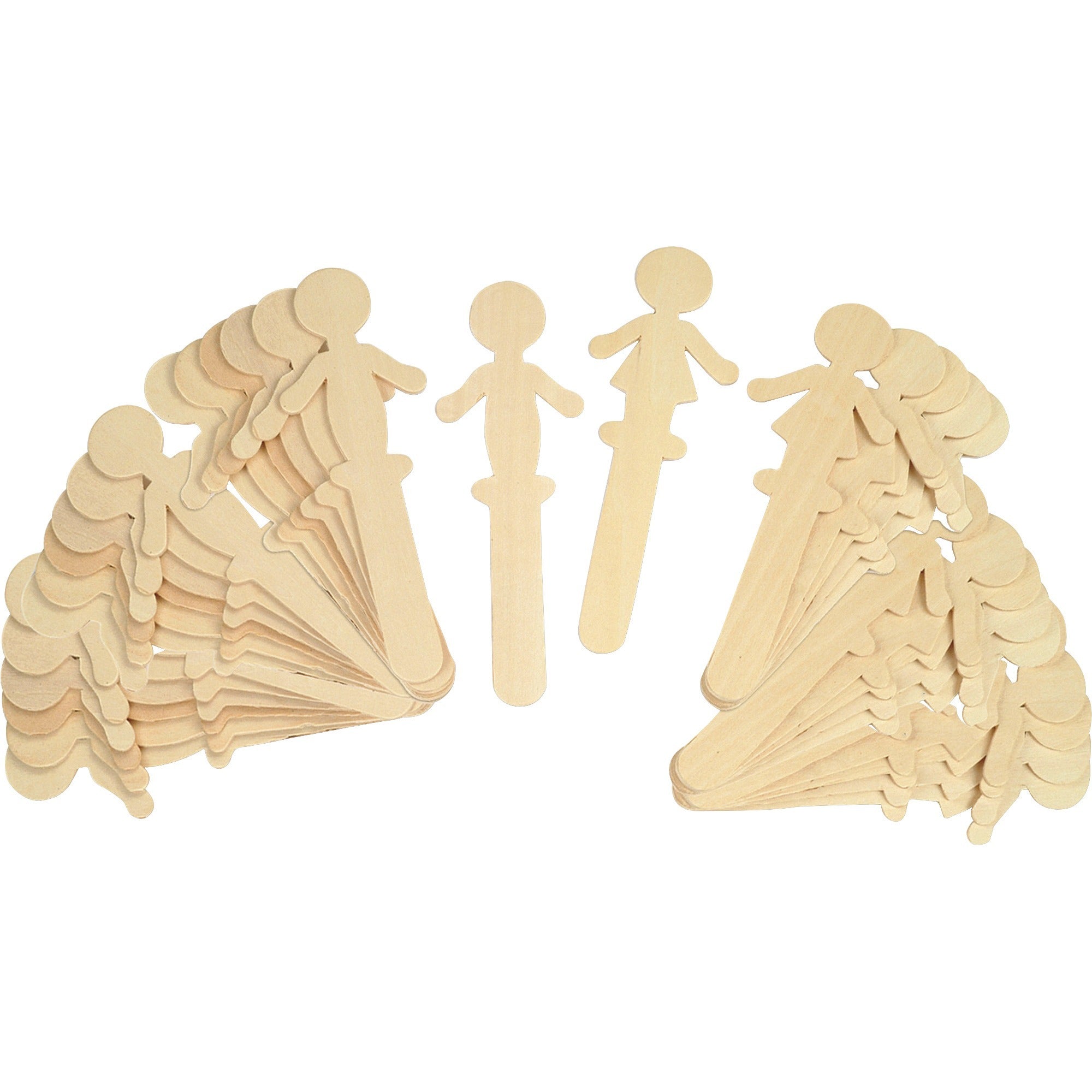Creativity Street People Shaped Wood Craft Sticks - 2" Height x 5.38" Length - Natural - Wood - 36 / Pack