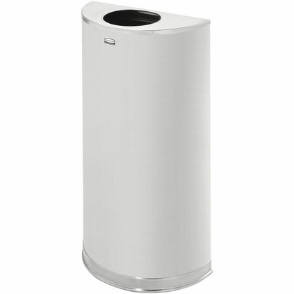 Rubbermaid Commercial Half Round Steel Receptacle - 12 Gallon Stainless Bin - Waste Containers & Lids