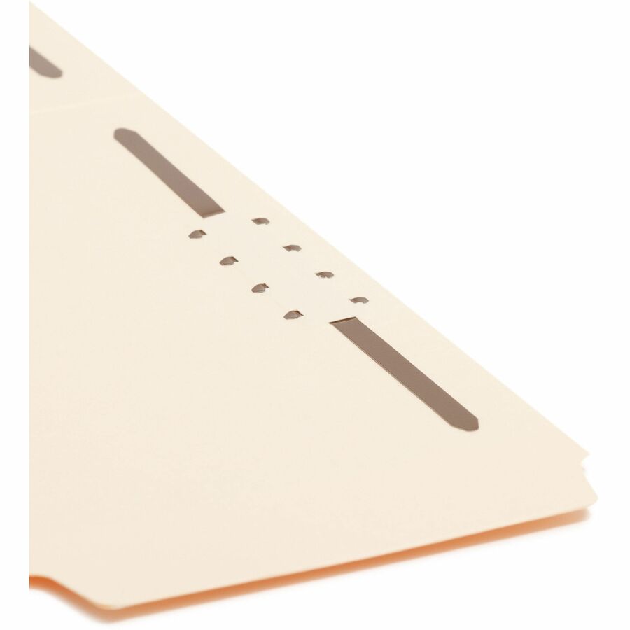 Smead SuperTab 1/3 Tab Cut Letter Recycled Fastener Folder - 8 1/2" x 11" - 3/4" Expansion - 2 x 2K Fastener(s) - 2" Fastener Capacity - Top Tab Location - Assorted Tab Position - 11 pt. - 2 Plys - Manila - Reinforced Tab - 10% Recycled - 50 / Box