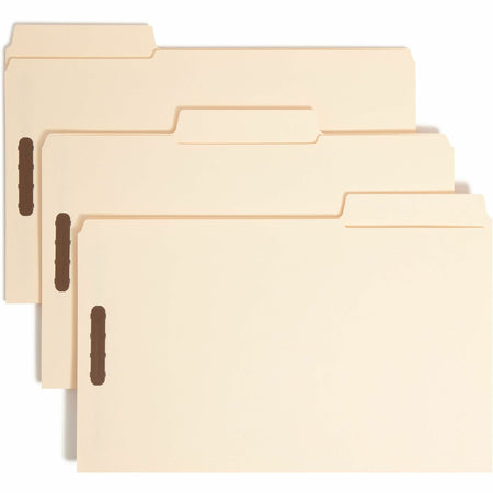 Smead SuperTab 1/3 Tab Cut Legal Recycled Fastener Folder - 8 1/2" x 14" - 3/4" Expansion - 2 x 2K Fastener(s) - Top Tab Location - Assorted Tab Position - 11 pt. - 2 Plys - Manila - Reinforced Tab - 10% Recycled - 50 / Box