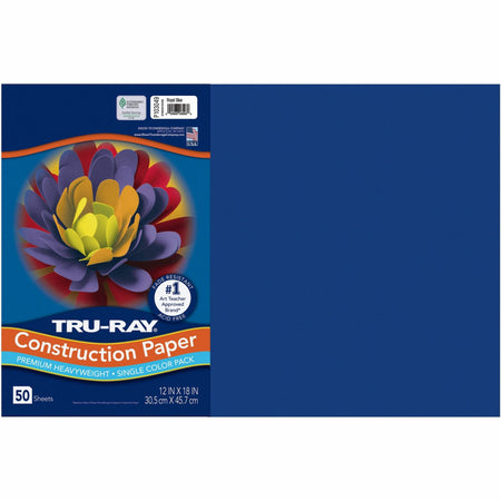 Tru-Ray Heavyweight Construction Paper - 18" Width x 12" Length - Royal Blue - Sulphite - 50 / Pack