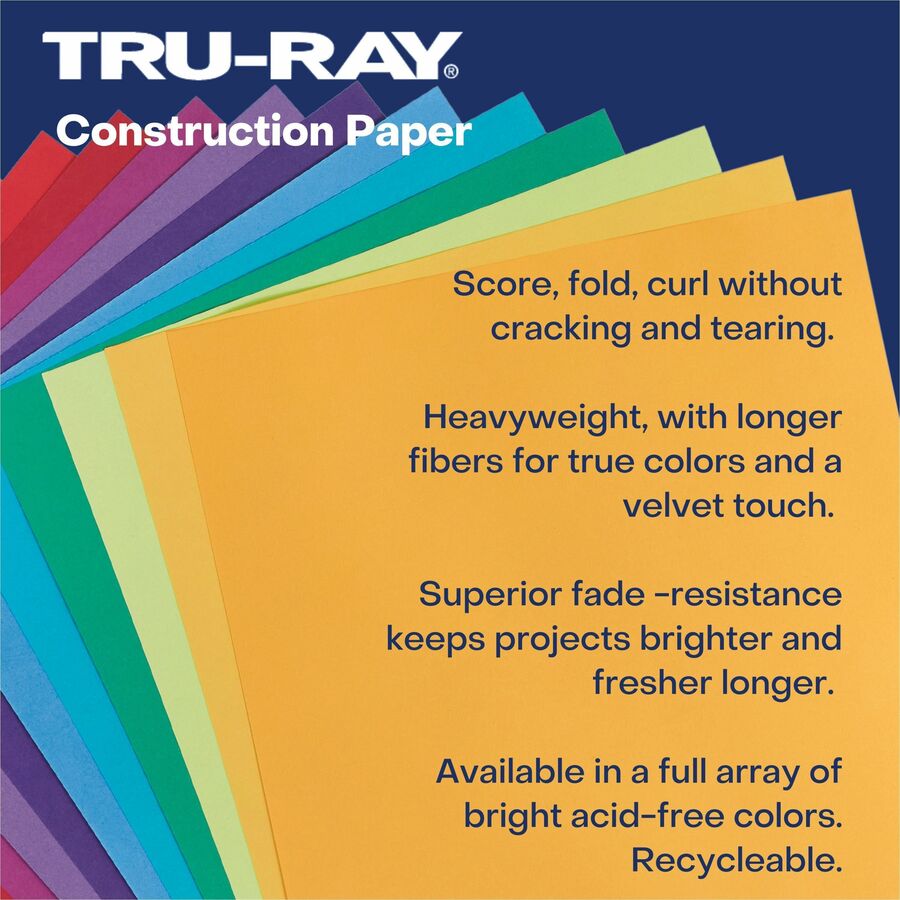Tru-Ray Heavyweight Construction Paper - 18" Width x 12" Length - 76 lb Basis Weight - Dark Brown - Sulphite - 50 / Pack
