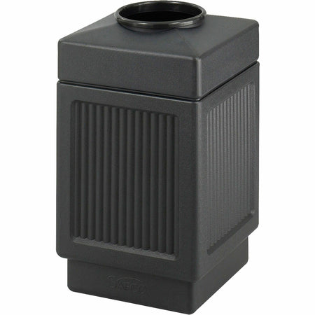 Safco Indoor/Outdoor Waste Receptacle - 38 gal Capacity - 31.5" Height x 18.3" Width x 18.3" Depth - Polyethylene - Black - 1 Each
