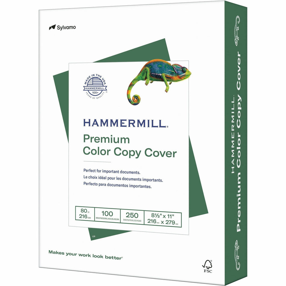 Hammermill Premium Color Copy Cover - White - 100 Brightness - Letter - 8 1/2" x 11" - 80 lb Basis Weight - Extra Smooth - Acid-free, Jam-free - White - 250 / Pack