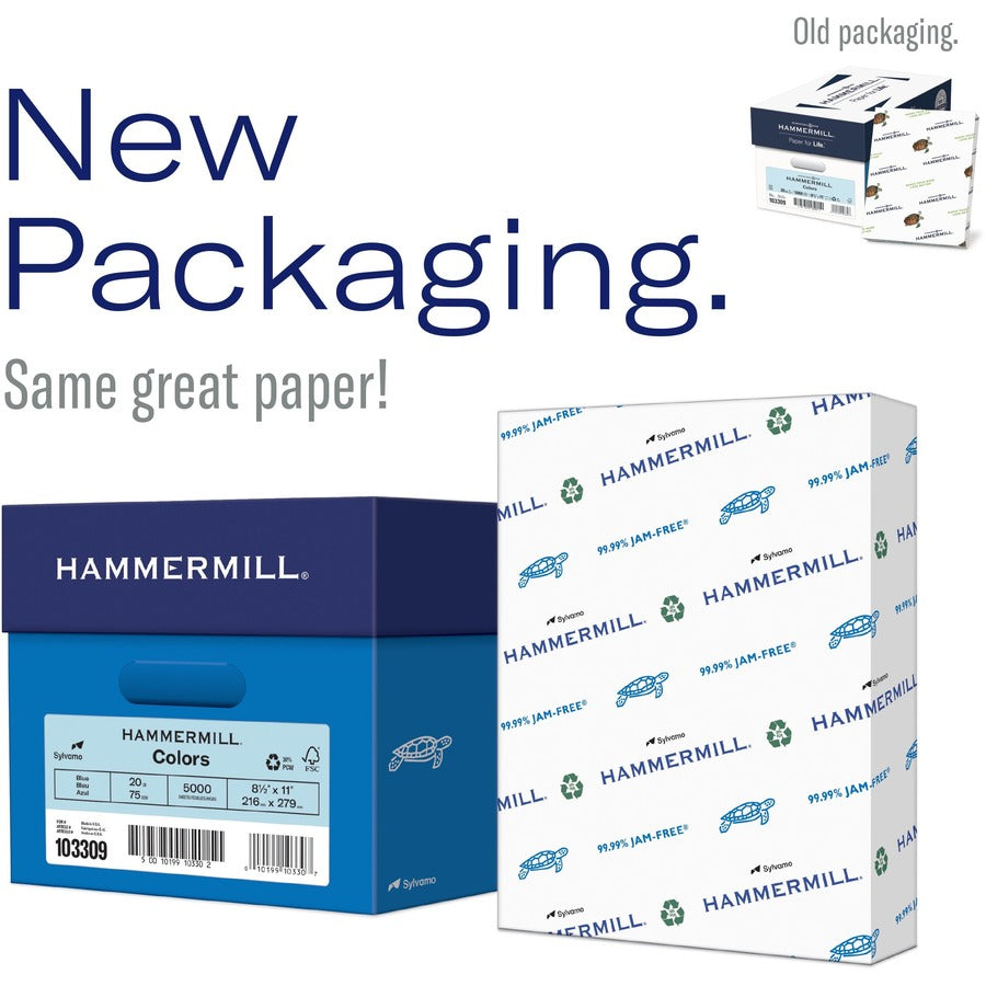 Hammermill Colors Recycled Copy Paper - Green - Legal - 8 1/2" x 14" - 20 lb Basis Weight - Smooth - Sustainable Forestry Initiative (SFI) - Archival-safe, Acid-free - Green - 500 / Ream