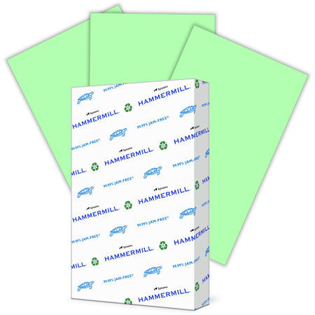 Hammermill Colors Recycled Copy Paper - Green - Legal - 8 1/2" x 14" - 20 lb Basis Weight - Smooth - Sustainable Forestry Initiative (SFI) - Archival-safe, Acid-free - Green - 500 / Ream