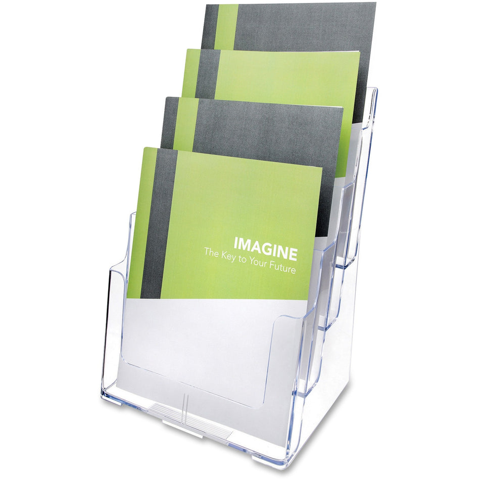 Deflecto Multi-Compartment DocuHolder - 920 x Sheet - 4 Compartment(s) - Compartment Size : 1.57" - 13.50" Height x 9.25" Width x 7" Depth - Desktop - Clear - Polystyrene - 1 Each