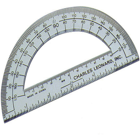 Charles Leonard 6" Open Center Protractor - Plastic - Clear - 12 / Box