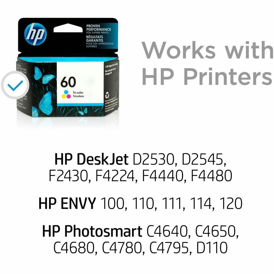 HP 60 (CC643WN) Original Inkjet Ink Cartridge - Cyan, Magenta, Yellow - 1 Each - Alternate-Image1