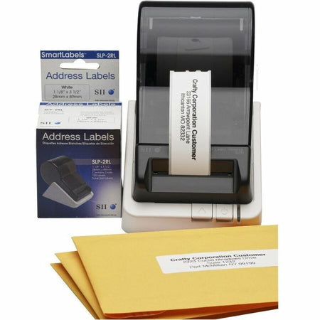 Seiko SmartLabel Printer Address Labels - 1 1/8" Width x 3 1/2" Length - Rectangle - Direct Thermal - White - Paper - Self-adhesive - 130 / Roll - 2 / Each