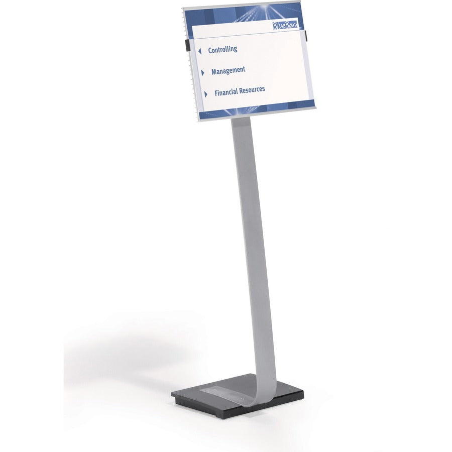 Durable Info Sign Duo Floor Sign Stand - 50" Height x 17" Width x 11.50" Depth - Aluminum, Stainless Steel, Iron - Gray, Black