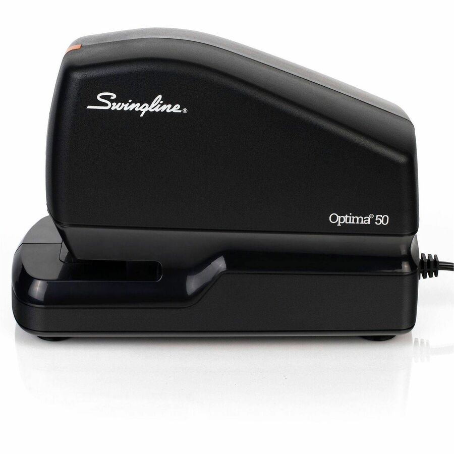 Swingline Optima 50 Electric Stapler - Staples Upto 50 Sheet of 20lb Paper - Holds Upto 210 Staple - Full Strip - Staple Size: 0.37" - 1.13" Throat Depth - Front Loading - Black - Plastic - 1 Each