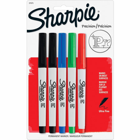 Sharpie Precision Permanent Markers - Ultra Fine Marker Point - Assorted Ink - 5 / Pack