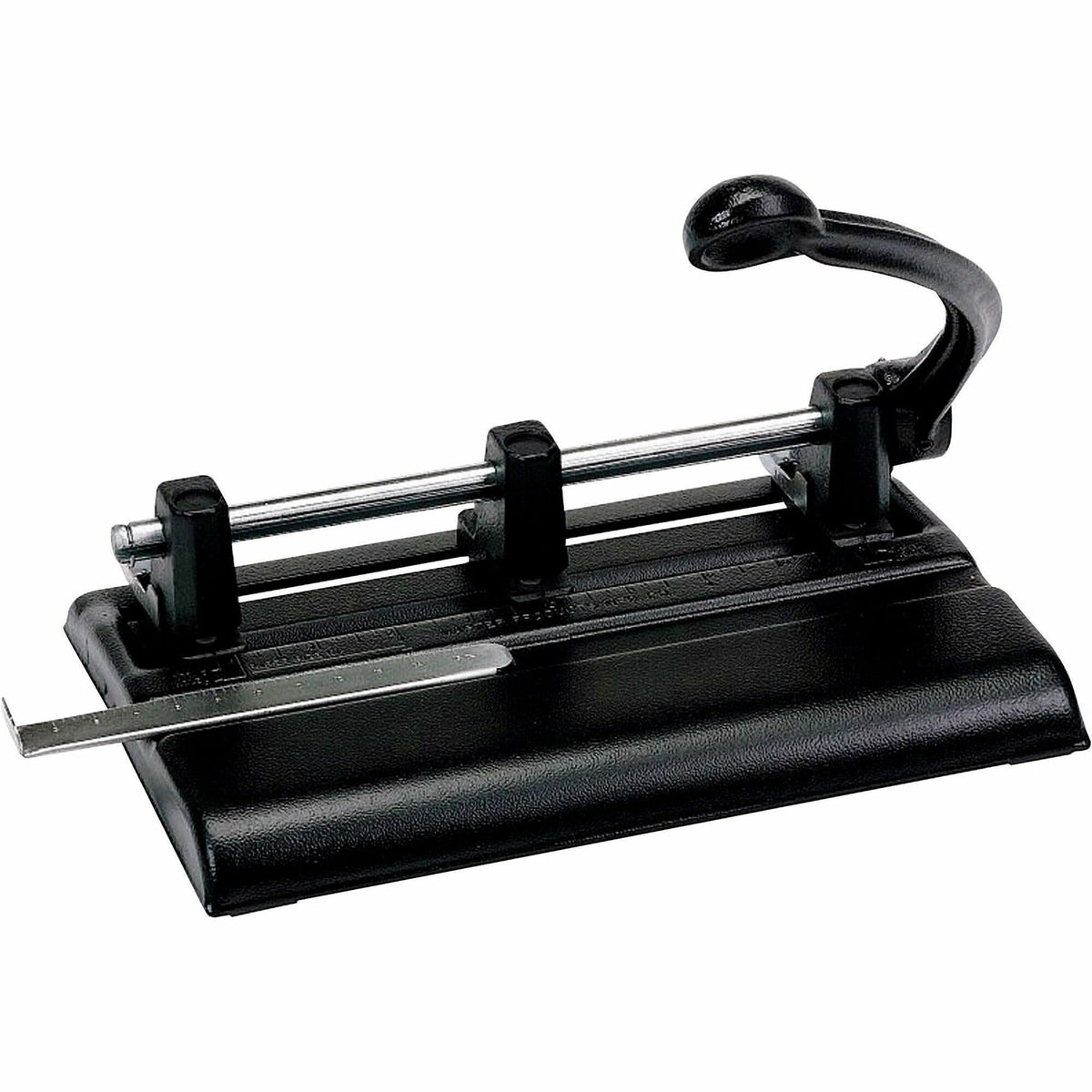 Master Products Power Handle 2/3-hole Paper Punch - 3 Punch Head(s) - 40 Sheet of 20lb Paper - 13/32" Punch Size - 10.9" Width x 7.5" Depth x 11.1" Height - Black