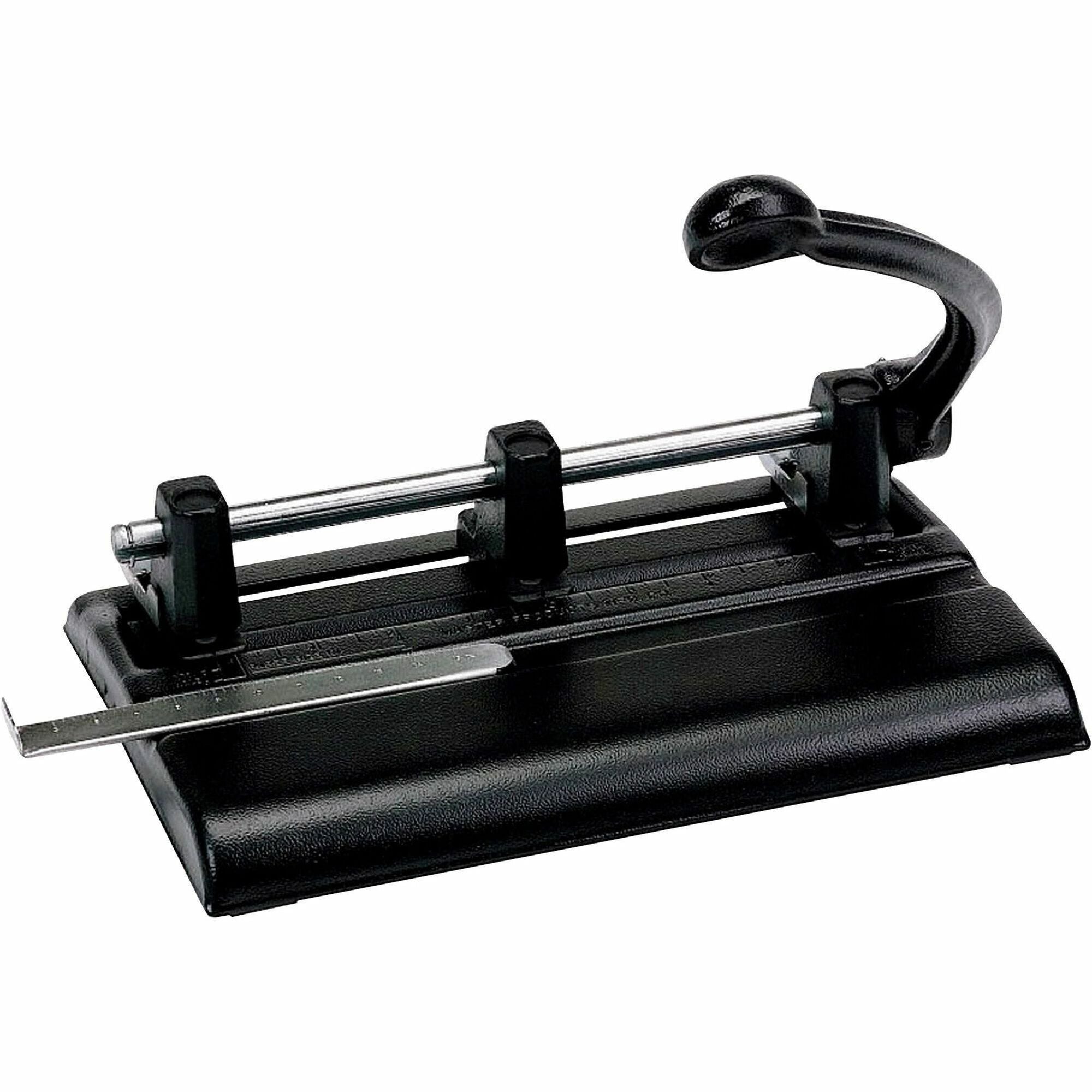 Master Products Power Handle 2/3-hole Paper Punch - 3 Punch Head(s) - 40 Sheet of 20lb Paper - 13/32" Punch Size - 10.9" Width x 7.5" Depth x 11.1" Height - Black