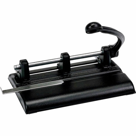Master Products Power Handle 2/3-hole Paper Punch - 3 Punch Head(s) - 40 Sheet of 20lb Paper - 13/32" Punch Size - 10.9" Width x 7.5" Depth x 11.1" Height - Black