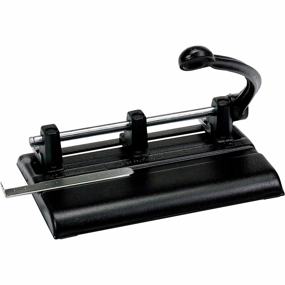 Master Products Power Handle 2/3-hole Paper Punch - 3 Punch Head(s) - 40 Sheet of 20lb Paper - 13/32" Punch Size - 10.9" Width x 7.5" Depth x 11.1" Height - Black