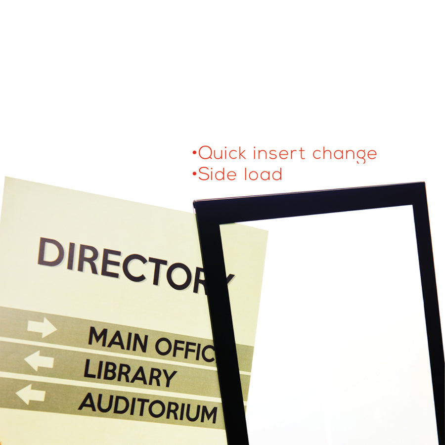 Deflecto Superior Image Bordered Sign Holder - 11" Width x 8.5" Length - Clear, Black - 1 Each
