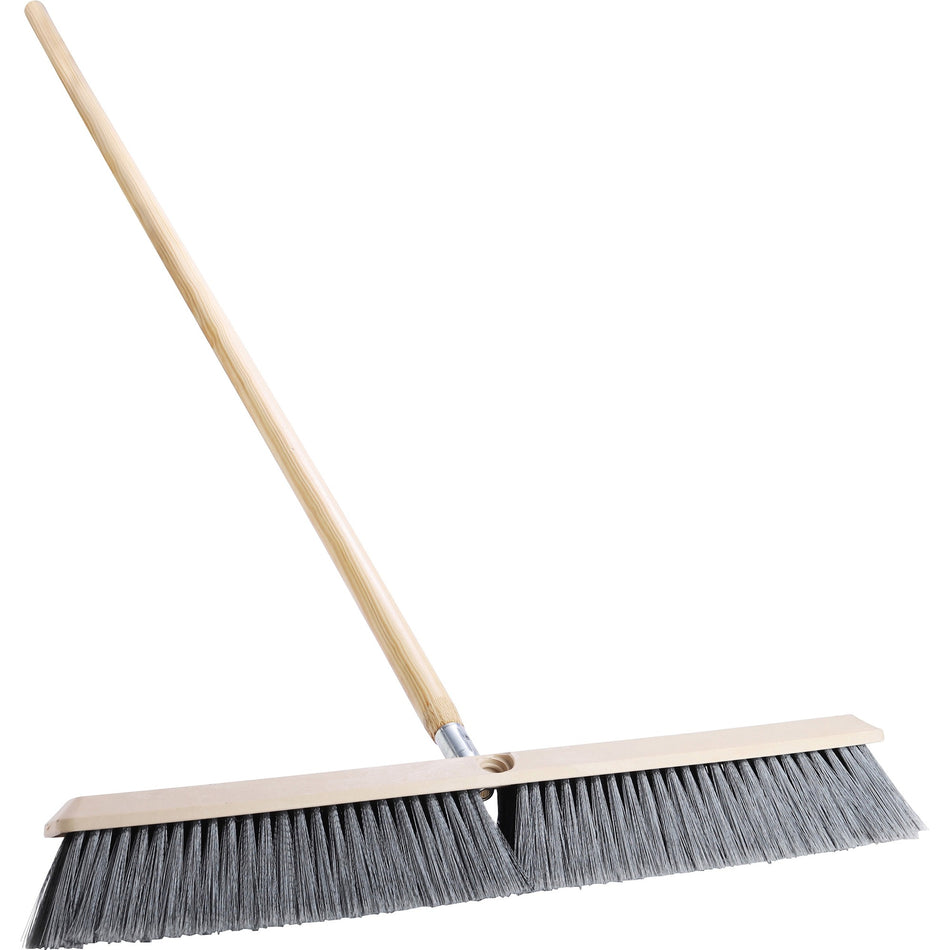 Genuine Joe Heavy-duty Floor Sweep with Handle - 24" Polypropylene Bristle - 60" Handle Length x 1.25" Handle Diameter - Hardwood Handle - 1 Each