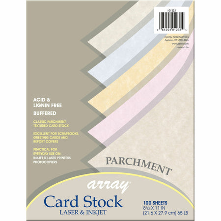 Pacon Parchment Cardstock - Assorted - Letter - 8 1/2" x 11" - 65 lb Basis Weight - Sustainable Forestry Initiative (SFI) - Assorted - 100 / Pack