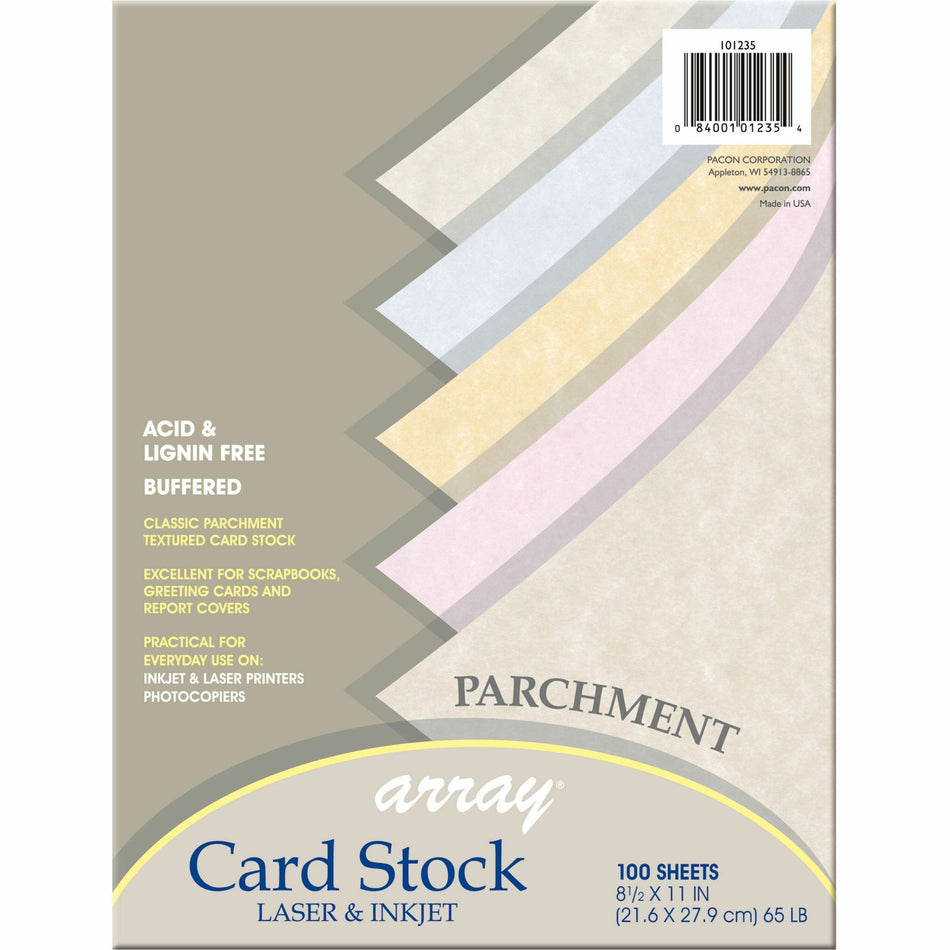 Pacon Parchment Cardstock - Assorted - Letter - 8 1/2" x 11" - 65 lb Basis Weight - Sustainable Forestry Initiative (SFI) - Assorted - 100 / Pack