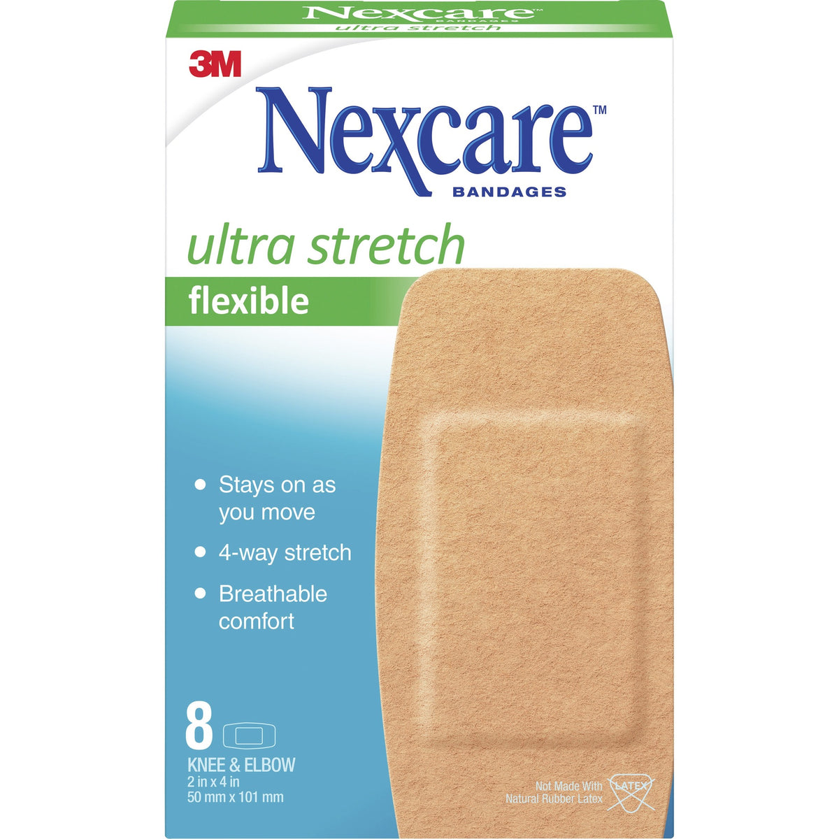 Nexcare Soft 'n Flex Bandages, 2"W - 1.88" Width x 4" Length - Tan - 8 / Box