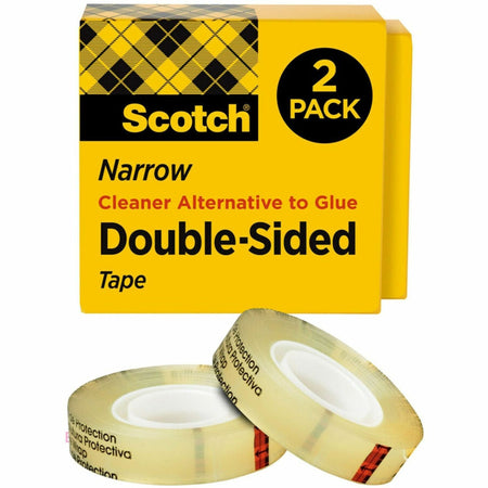 Scotch Permanent Double-Sided Tape - 1/2"W - 36 yd Length x 0.50" Width - 3" Core - Clear - Long Lasting - For Attaching, Mounting - 2 / Pack