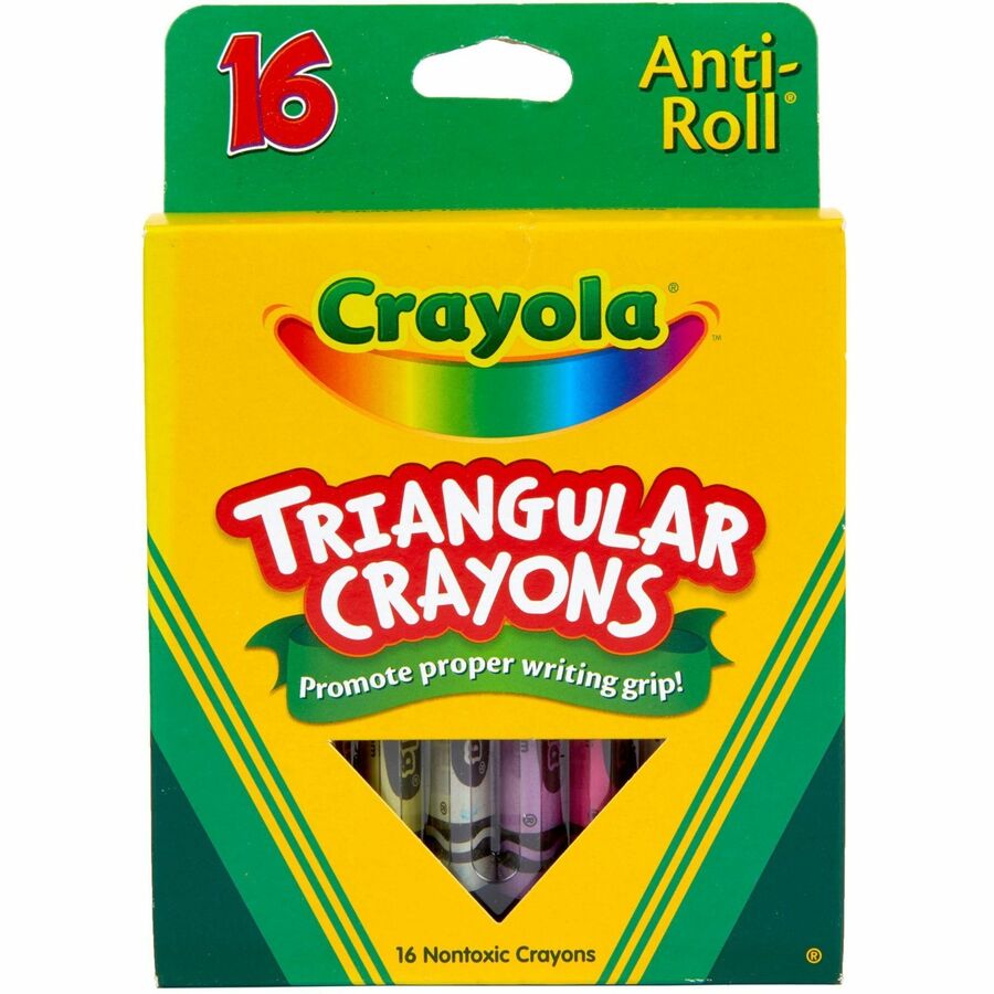 Crayola Triangular Anti-roll Crayons - Assorted - 16 / Box
