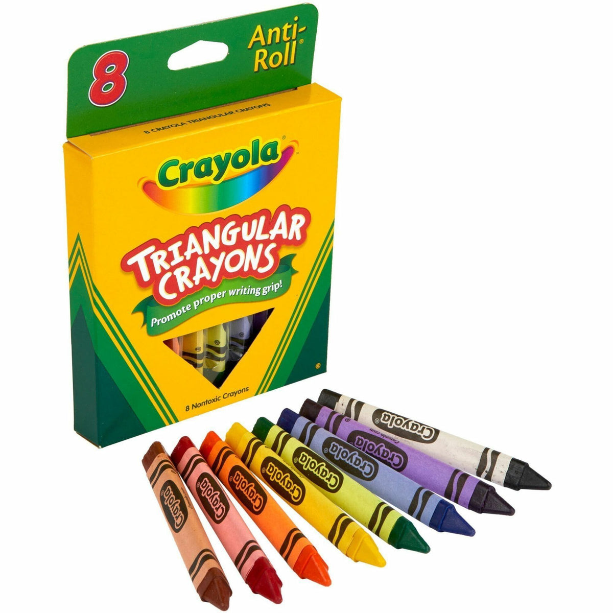 Crayola Triangular Anti-roll Crayons - Assorted - 8 / Box