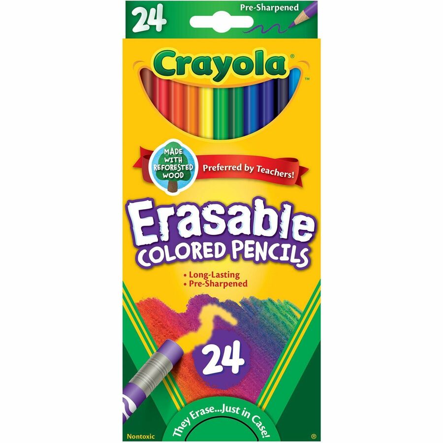 Crayola Erasable Colored Pencils - 3.3 mm Assorted Lead - 24 / Pack