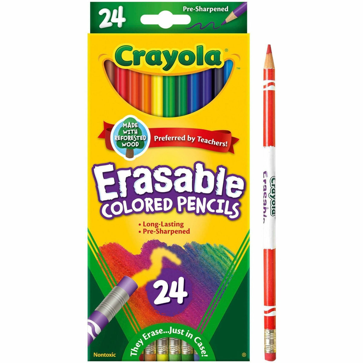 Crayola Erasable Colored Pencils - 3.3 mm Assorted Lead - 24 / Pack