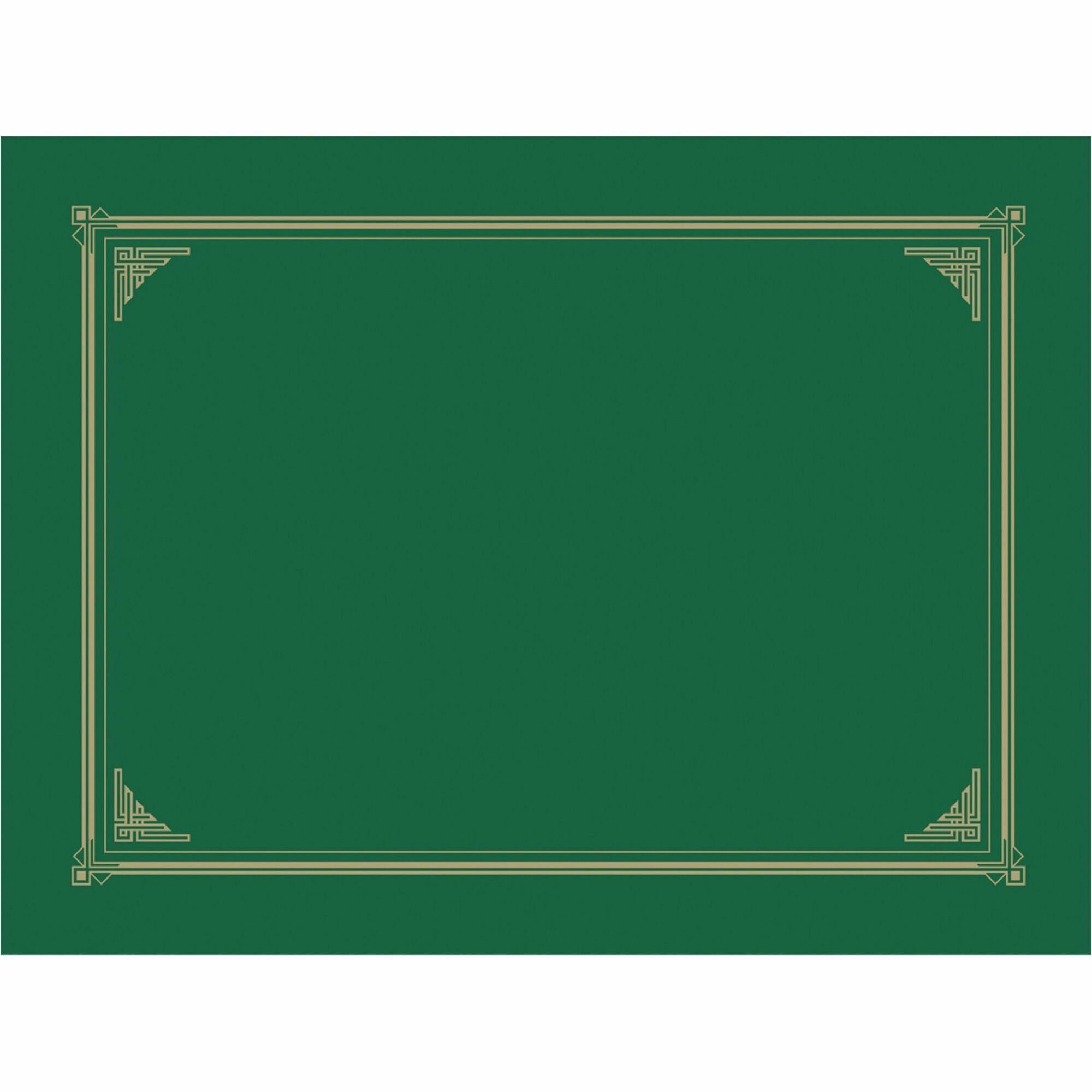 Geographics A4, Letter Recycled Certificate Holder - 8 19/64" x 11 45/64" , 8 1/2" x 11" , 8" x 10" - Green - Embossed, Die-cut - 30% Recycled - 6 / Pack