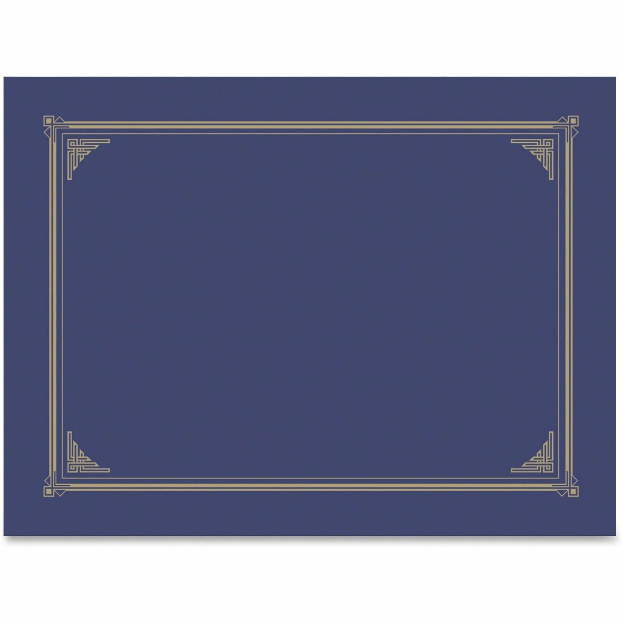 Geographics A4, Letter Recycled Certificate Holder - 8 19/64" x 11 45/64" , 8 1/2" x 11" , 8" x 10" - Metallic Blue - Embossed, Die-cut - 30% Recycled - 6 / Pack