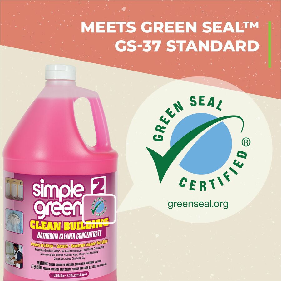 Simple Green Clean Building Bathroom Cleaner - Concentrated Liquid 128 fl oz - Fragrance-free - Restroom & Toilet