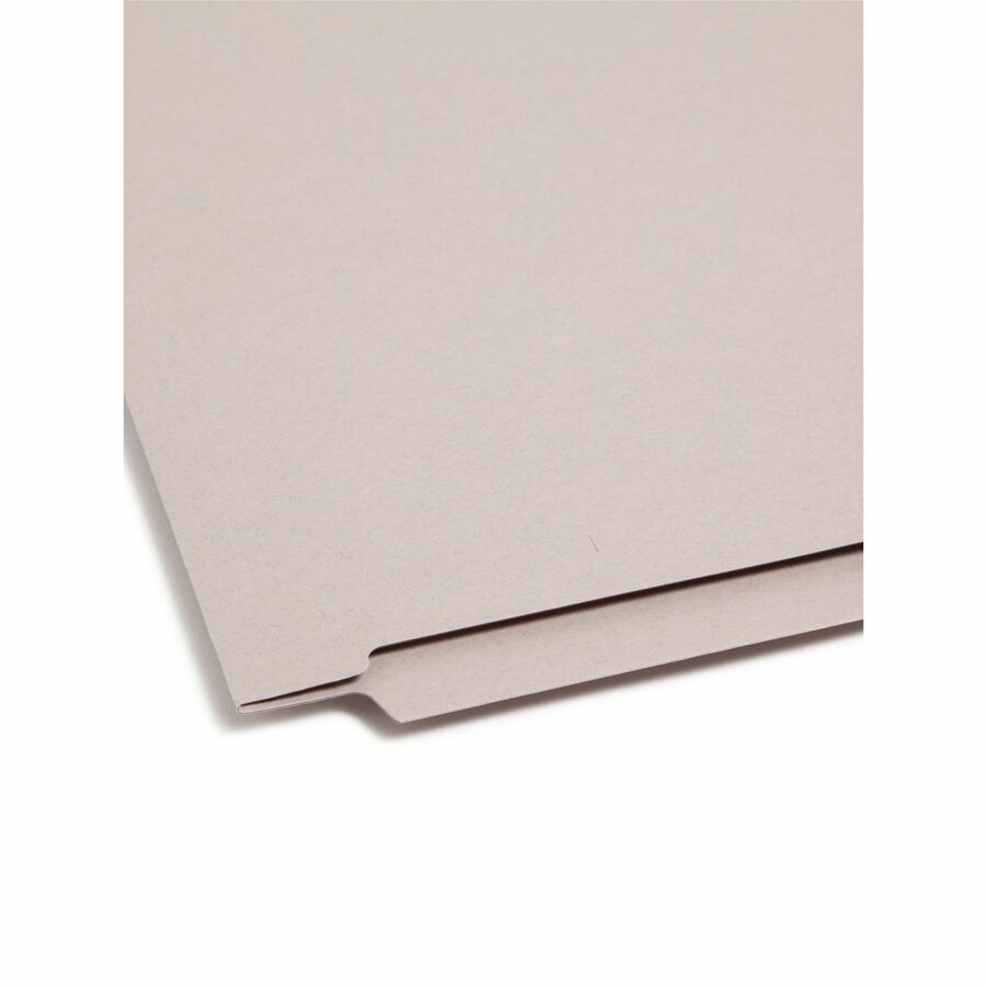 Smead Straight Tab Cut Letter Recycled Fastener Folder - 8 1/2" x 11" - 3/4" Expansion - 2 x 2B Fastener(s) - 2" for Folder - 11 pt. - 2 Plys - Gray - 10% Recycled - 50 / Box