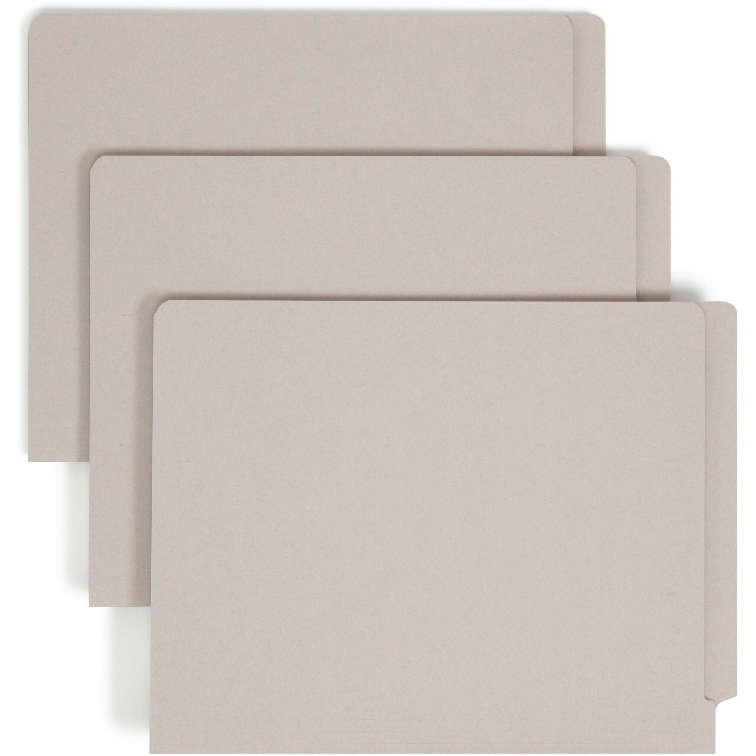 Smead Straight Tab Cut Letter Recycled Fastener Folder - 8 1/2" x 11" - 3/4" Expansion - 2 x 2B Fastener(s) - 2" for Folder - 11 pt. - 2 Plys - Gray - 10% Recycled - 50 / Box