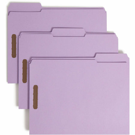 Smead 1/3 Tab Cut Letter Recycled Fastener Folder - 8 1/2" x 11" - 3/4" Expansion - 2 x 2K Fastener(s) - 2" Fastener Capacity - Top Tab Location - Assorted Tab Position - 11 pt. - 2 Plys - Lavender - 10% Recycled - 50 / Box