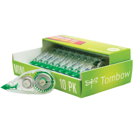 Tombow Mini Mono Correction Tape Dispensers - 0.16" Tape Width x 26.25 ft Tape Length - 1 Line(s) - White Tape - Ergonomic Dispenser - Acid-free, Non-refillable - White - 10 / Pack