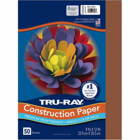 Tru-Ray Construction Paper - 12" Width x 9" Length - Brown - Sulphite - 50 / Pack